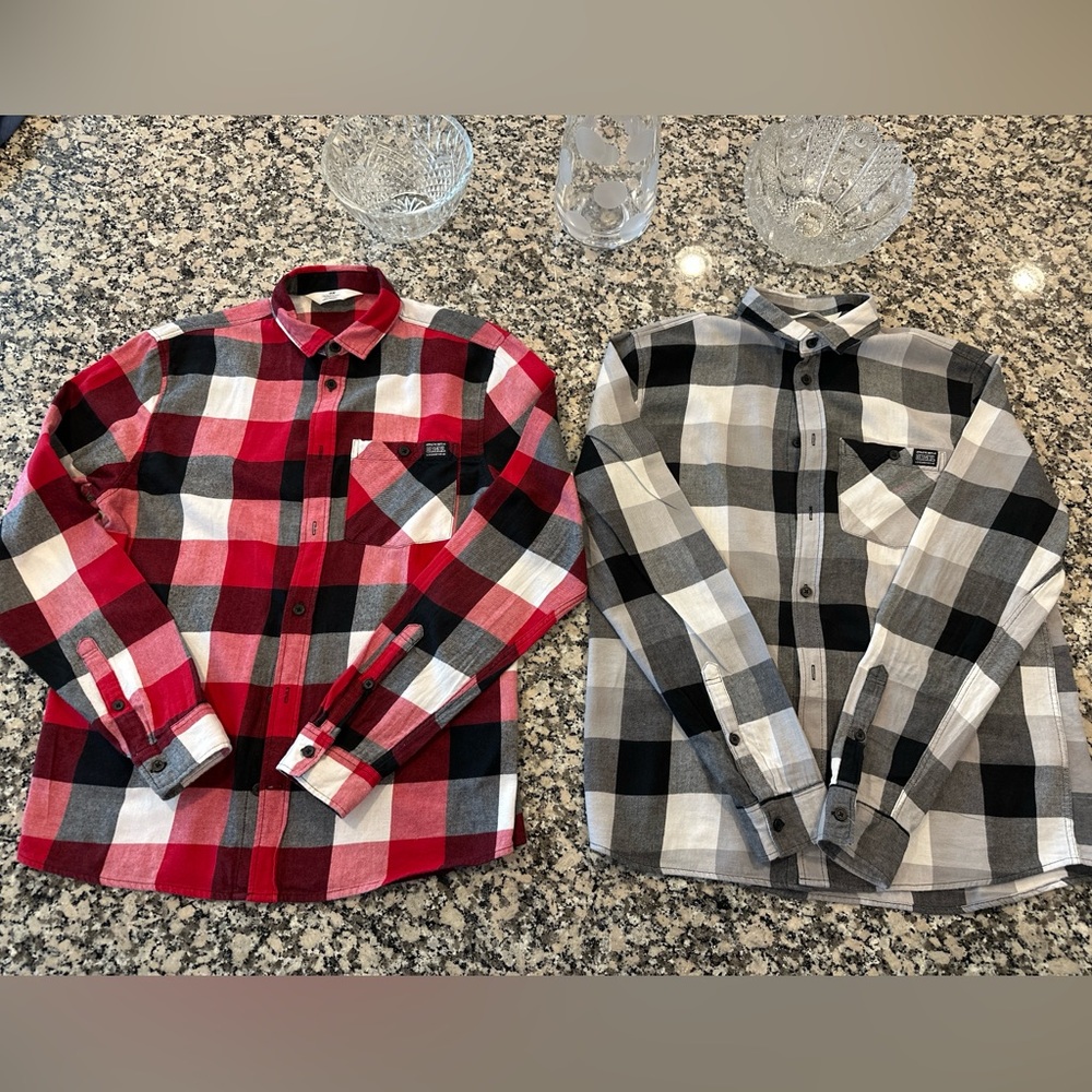 (2) H&M Boys Plaid Button-Down Shirts - Size 20 (UK 14Y+) - Good Condition!